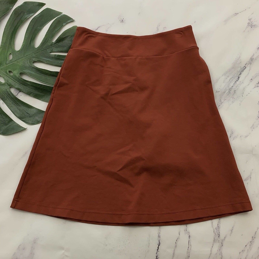 Betabrand Womens Ponte Knit Skort Skirt Size S Amber Orange Knee Length Pockets